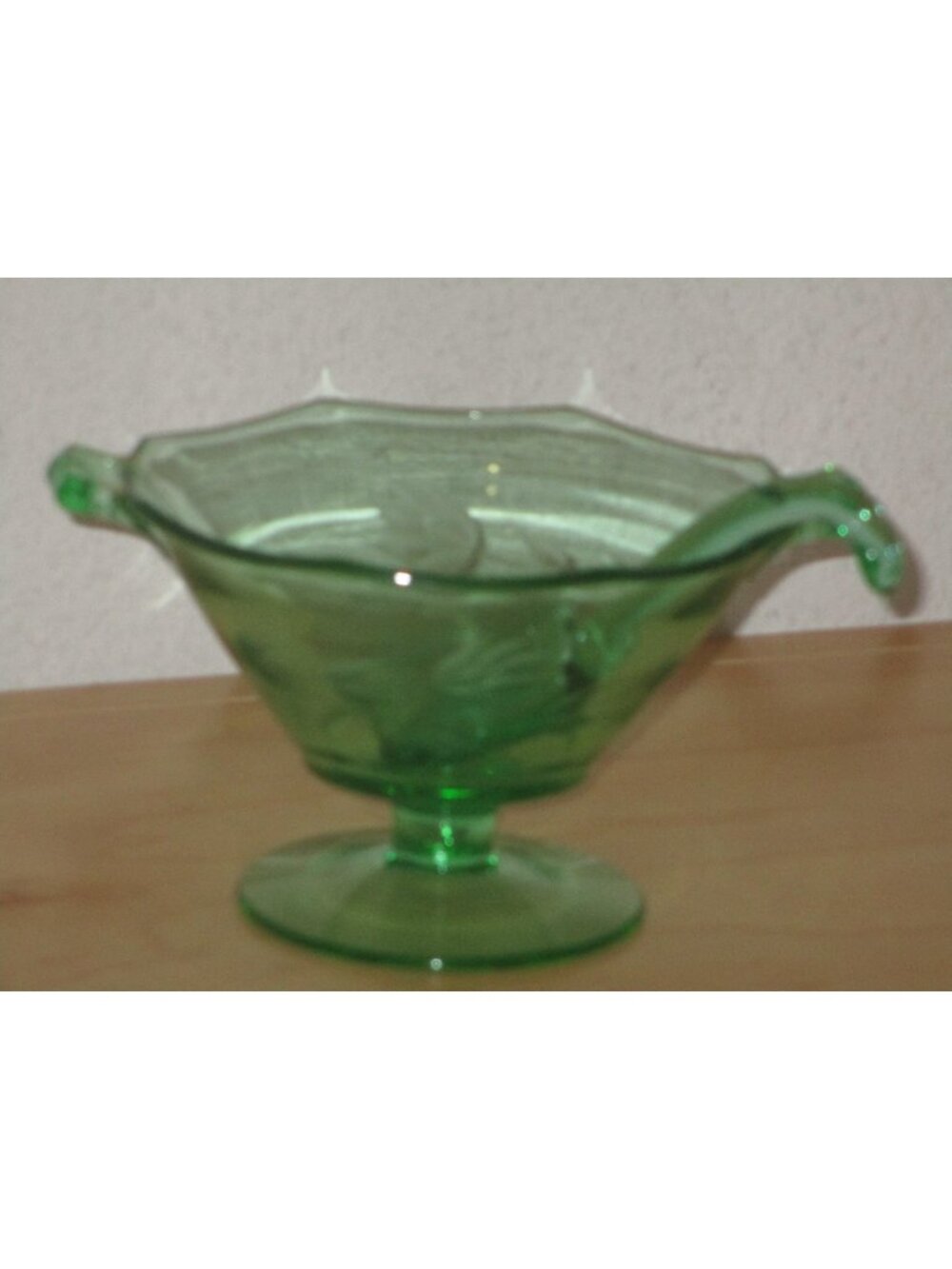 Heisey Moongleam Green Footed Mayonnaise Sauce Bowl With Ladle Vintage Very Good